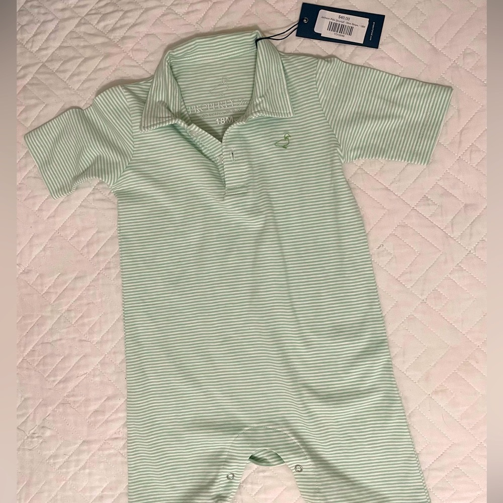 Properly Tied Striped Collar Romper Onesie - size 18 months - new with tags